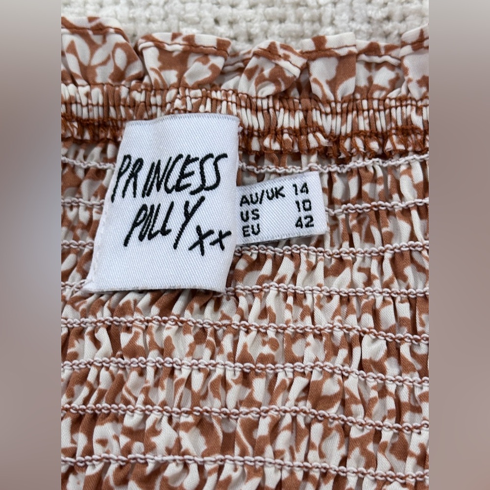 Princess Polly burnt oranges white midi dress size 10 - Picture 9 of 11